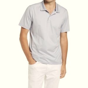 Bugatchi Cotton Jacquard Polo Shirt Grey Short Sleeve Size M